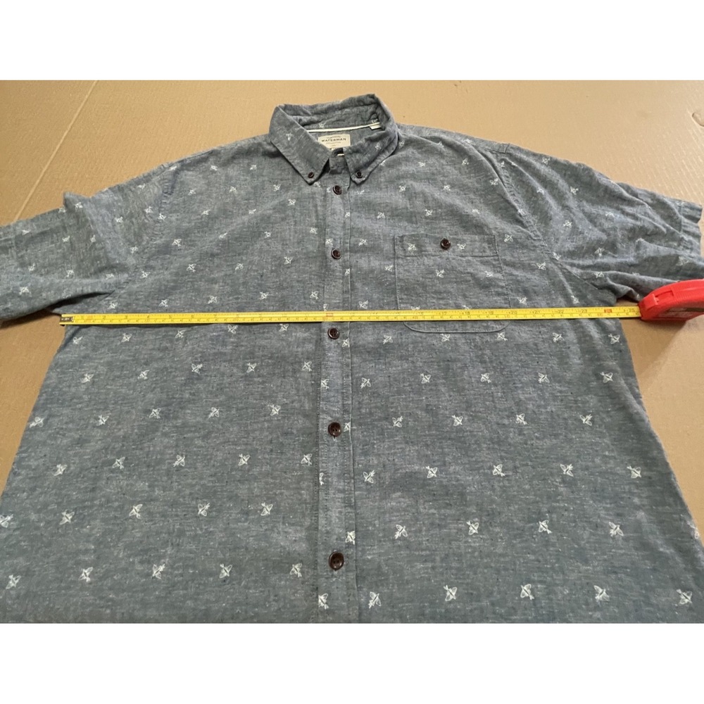 Quicksilver Waterman Men's XL Light Blue Comfort Button Up Short Sleeve Hemp‎ - Picture 5 of 16